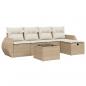 Preview: 6-tlg. Garten-Sofagarnitur mit Kissen Beige Poly Rattan