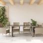 Preview: Gartentisch mit Glasplatte Hellgrau 190x80x74 cm Poly Rattan