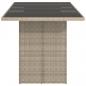 Preview: Gartentisch mit Glasplatte Hellgrau 190x80x74 cm Poly Rattan