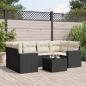 Preview: ARDEBO.de - 7-tlg. Garten-Sofagarnitur mit Kissen Schwarz Poly Rattan