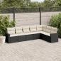 Preview: ARDEBO.de - 7-tlg. Garten-Sofagarnitur mit Kissen Schwarz Poly Rattan