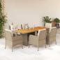 Preview: ARDEBO.de - 7-tlg. Garten-Essgruppe mit Kissen Beige Poly Rattan