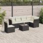 Preview: ARDEBO.de - 7-tlg. Garten-Sofagarnitur mit Kissen Schwarz Poly Rattan