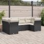 Preview: ARDEBO.de - 6-tlg. Garten-Sofagarnitur mit Kissen Schwarz Poly Rattan