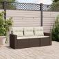 Preview: ARDEBO.de - 3-tlg. Garten-Sofagarnitur mit Kissen Braun Poly Rattan