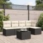 Preview: ARDEBO.de - 6-tlg. Garten-Sofagarnitur mit Kissen Schwarz Poly Rattan