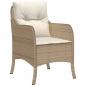 Preview: 9-tlg. Garten-Essgruppe mit Kissen Beige Poly Rattan