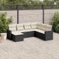 Preview: ARDEBO.de - 7-tlg. Garten-Sofagarnitur mit Kissen Schwarz Poly Rattan