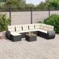 Preview: ARDEBO.de - 9-tlg. Garten-Sofagarnitur mit Kissen Schwarz Poly Rattan