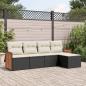 Preview: ARDEBO.de - 5-tlg. Garten-Sofagarnitur mit Kissen Schwarz Poly Rattan