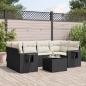 Preview: ARDEBO.de - 7-tlg. Garten-Sofagarnitur mit Kissen Schwarz Poly Rattan