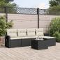 Preview: ARDEBO.de - 6-tlg. Garten-Sofagarnitur mit Kissen Schwarz Poly Rattan