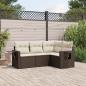 Preview: ARDEBO.de - 4-tlg. Garten-Sofagarnitur mit Kissen Braun Poly Rattan