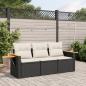 Preview: ARDEBO.de - 3-tlg. Garten-Sofagarnitur mit Kissen Schwarz Poly Rattan