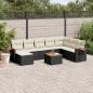 Preview: ARDEBO.de - 9-tlg. Garten-Sofagarnitur mit Kissen Schwarz Poly Rattan