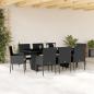 Preview: ARDEBO.de - 9-tlg. Garten-Essgruppe mit Kissen Schwarz Poly Rattan