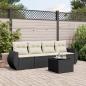 Preview: ARDEBO.de - 5-tlg. Garten-Sofagarnitur mit Kissen Schwarz Poly Rattan