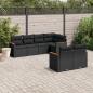 Preview: ARDEBO.de - 7-tlg. Garten-Sofagarnitur mit Kissen Schwarz Poly Rattan