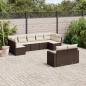 Preview: ARDEBO.de - 9-tlg. Garten-Sofagarnitur mit Kissen Braun Poly Rattan