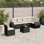 Preview: ARDEBO.de - 7-tlg. Garten-Sofagarnitur mit Kissen Schwarz Poly Rattan