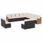 Preview: ARDEBO.de - 13-tlg. Garten-Sofagarnitur mit Kissen Schwarz Poly Rattan