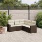 Preview: ARDEBO.de - 5-tlg. Garten-Sofagarnitur mit Kissen Braun Poly Rattan