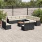 Preview: ARDEBO.de - 14-tlg. Garten-Sofagarnitur mit Kissen Schwarz Poly Rattan