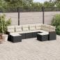 Preview: ARDEBO.de - 9-tlg. Garten-Sofagarnitur mit Kissen Schwarz Poly Rattan