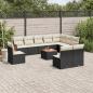 Preview: ARDEBO.de - 11-tlg. Garten-Sofagarnitur mit Kissen Schwarz Poly Rattan