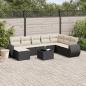 Preview: ARDEBO.de - 9-tlg. Garten-Sofagarnitur mit Kissen Schwarz Poly Rattan