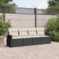 Preview: ARDEBO.de - 4-tlg. Garten-Sofagarnitur mit Kissen Schwarz Poly Rattan