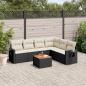 Preview: ARDEBO.de - 7-tlg. Garten-Sofagarnitur mit Kissen Schwarz Poly Rattan