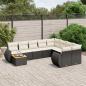 Preview: ARDEBO.de - 10-tlg. Garten-Sofagarnitur mit Kissen Schwarz Poly Rattan