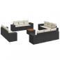 Preview: 13-tlg. Garten-Sofagarnitur mit Kissen Schwarz Poly Rattan