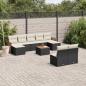 Preview: ARDEBO.de - 10-tlg. Garten-Sofagarnitur mit Kissen Schwarz Poly Rattan