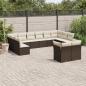 Preview: ARDEBO.de - 12-tlg. Garten-Sofagarnitur mit Kissen Braun Poly Rattan