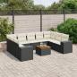 Preview: ARDEBO.de - 10-tlg. Garten-Sofagarnitur mit Kissen Schwarz Poly Rattan