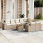 Preview: ARDEBO.de - 10-tlg. Garten-Sofagarnitur mit Kissen Beige Poly Rattan