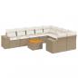 Preview: 10-tlg. Garten-Sofagarnitur mit Kissen Beige Poly Rattan