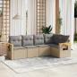 Preview: ARDEBO.de - 5-tlg. Garten-Sofagarnitur mit Kissen Beige Poly Rattan