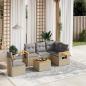 Preview: ARDEBO.de - 6-tlg. Garten-Sofagarnitur mit Kissen Beige Poly Rattan