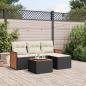 Preview: ARDEBO.de - 5-tlg. Garten-Sofagarnitur mit Kissen Schwarz Poly Rattan