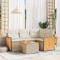 Preview: ARDEBO.de - 5-tlg. Garten-Sofagarnitur mit Kissen Beige Poly Rattan