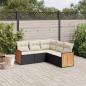 Preview: ARDEBO.de - 5-tlg. Garten-Sofagarnitur mit Kissen Schwarz Poly Rattan