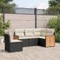 Preview: ARDEBO.de - 5-tlg. Garten-Sofagarnitur mit Kissen Schwarz Poly Rattan