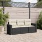 Preview: ARDEBO.de - 3-tlg. Garten-Sofagarnitur mit Kissen Schwarz Poly Rattan