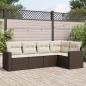 Preview: ARDEBO.de - 5-tlg. Garten-Sofagarnitur mit Kissen Braun Poly Rattan