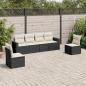 Preview: ARDEBO.de - 6-tlg. Garten-Sofagarnitur mit Kissen Schwarz Poly Rattan