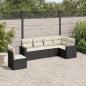 Preview: ARDEBO.de - 6-tlg. Garten-Sofagarnitur mit Kissen Schwarz Poly Rattan