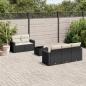 Preview: ARDEBO.de - 6-tlg. Garten-Sofagarnitur mit Kissen Schwarz Poly Rattan